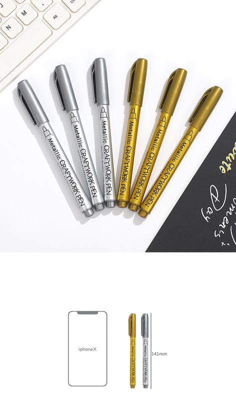 Product Introduction of JIANWU 4Pcs/Set Gold Silver Metallic Color Paintbrush Pen Student Drawing Highlighter Markers Writing School Supplies Stationery 2