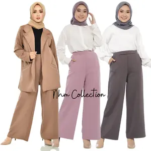 NhM Collection Celana Kulot Scuba HITAM Kulot Polos Scuba Premium Muslim Panjang Wanita Bahan Tebal Nyaman Ukuran L & XL Best Seller