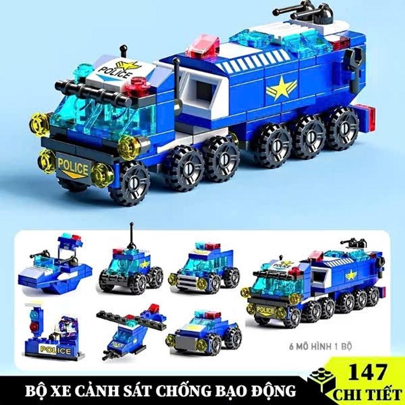 Frank Đồ Chơi Lắp Ráp 57 Mẫu Cảnh Sát 147 - 170 Chi Tiết - Bộ Xe Cảnh Sát Chống Bạo Động & Xe Cứu Hỏa - Quà Tặng Phát Triển Tư Duy Cho Trẻ Em