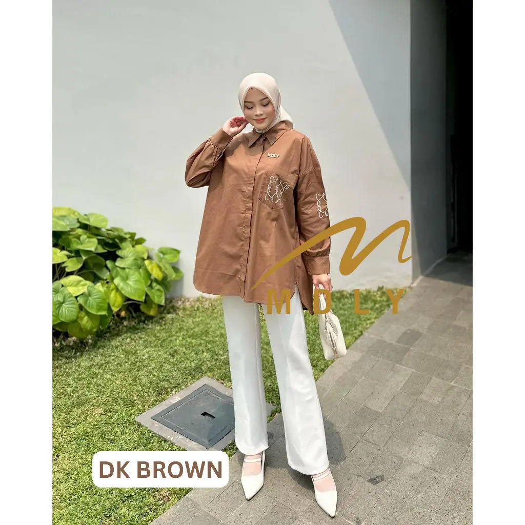 Baju kemeja atasan wanita Nada Signature Shirt Fit Linen Panjang