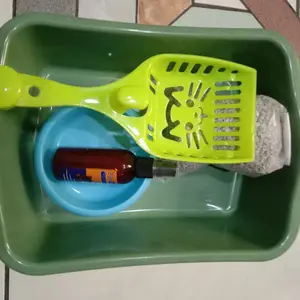 Aerizoo Paket Hemat Litter Box Kucing dan Mangkok Makan 5in1 dengan Perlindungan Odor dan Wadah Serbaguna