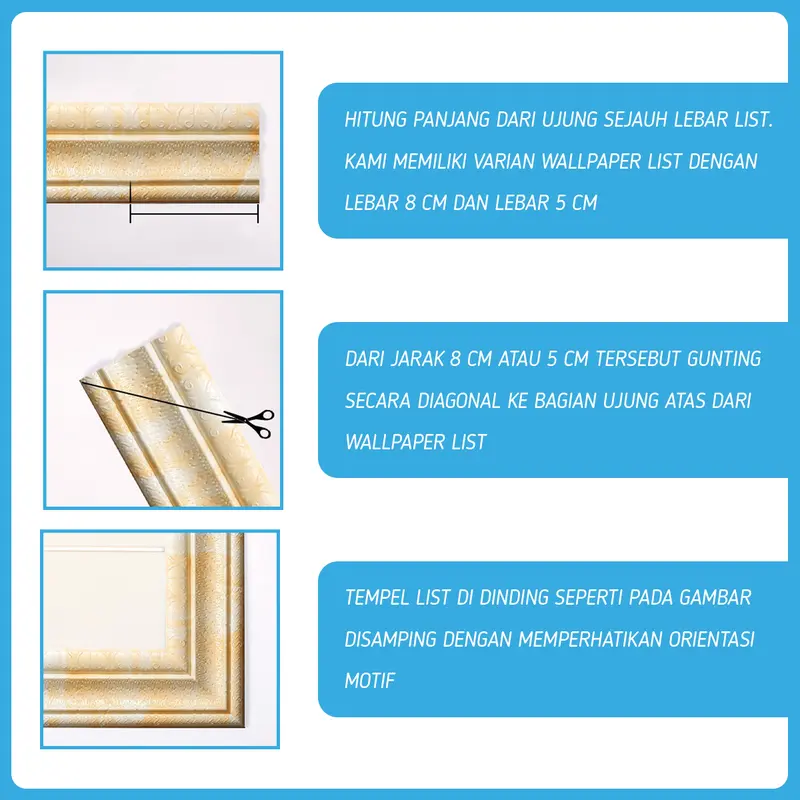 PVC LIST 8 CM 5MM | 8CM X 230CM | ANTI NODA DAN ANTI LUNTUR | STIKER WALLPEPER DINDING VINY LIST 4