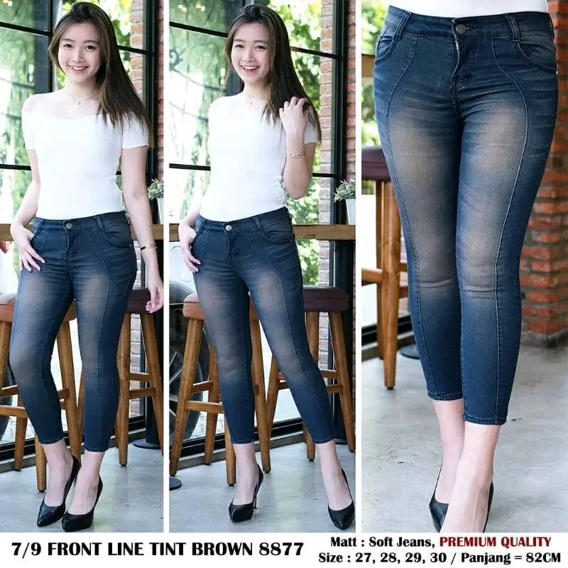 Celana jeans wanita 7/9 Model terbaru Slim 0