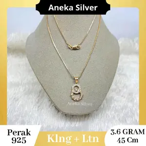 Kalung Itali Santa + Liontin Bulat 2 Mata Mata variasi warna, Perak 925