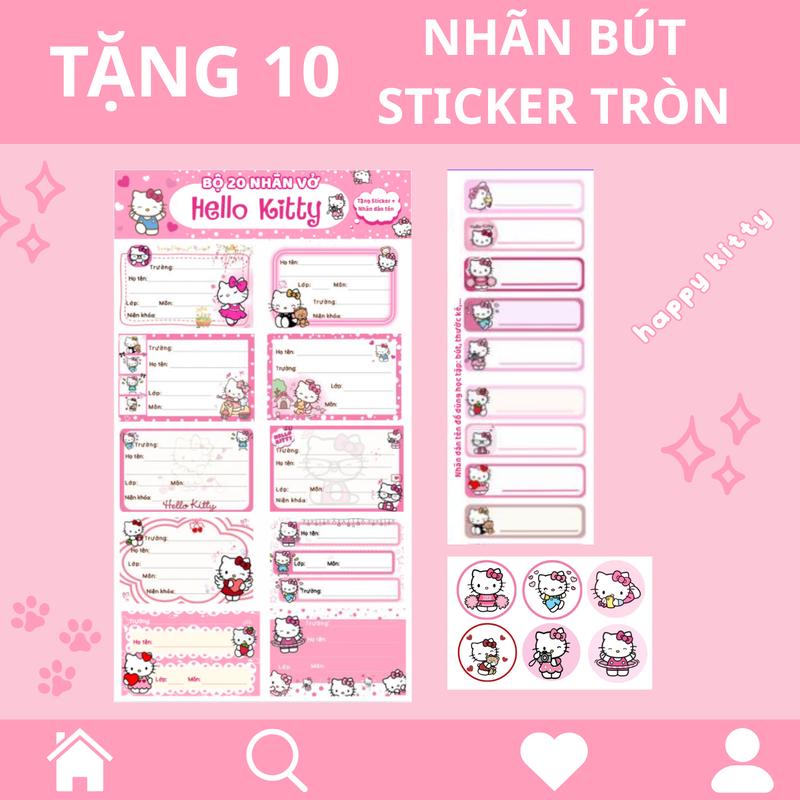 Hello Kitty Bộ 20 Nhãn Vở Gấu Lotso Pochacco Kích Thước 4x7cm Tiện Lợi Tặng Kèm Sticker Và Nhãn Dán Bút Đáng Yêu