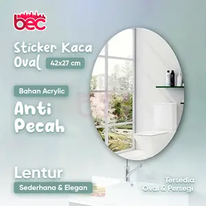 [BEC] STIKER CERMIN aesthetic OVAL DINDING KACA OVAL STICKER Hiasan Wallpaper