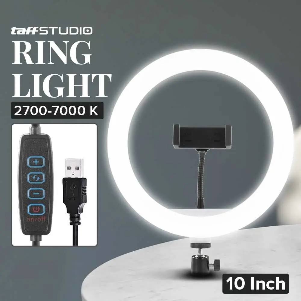 Lampu Ring Light 120 LED 10W Dimmable 2700-7000K 10Inch - QX-260