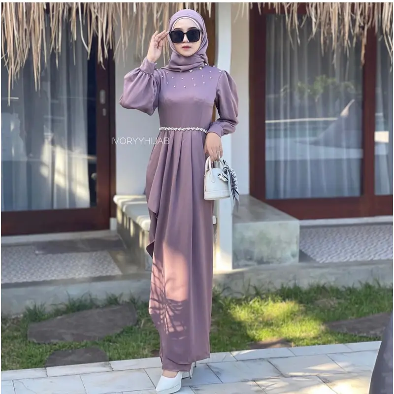 NHB - Adora Dress Maxmara Kondangan Bridesmaid  Dress Rample Pinggang Press Body Premium Muslim Silk Dress Wisuda Baju Lebaran  Syar'i Kekinian Remaja Ada Jumbo Gamis Wanita Pesta Dewasa Maxi Mewah Syari