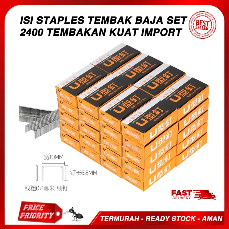 Isi Staples Tembak Isi Stapler Refill Gun tacker Steples Baja 2400 pcs 0