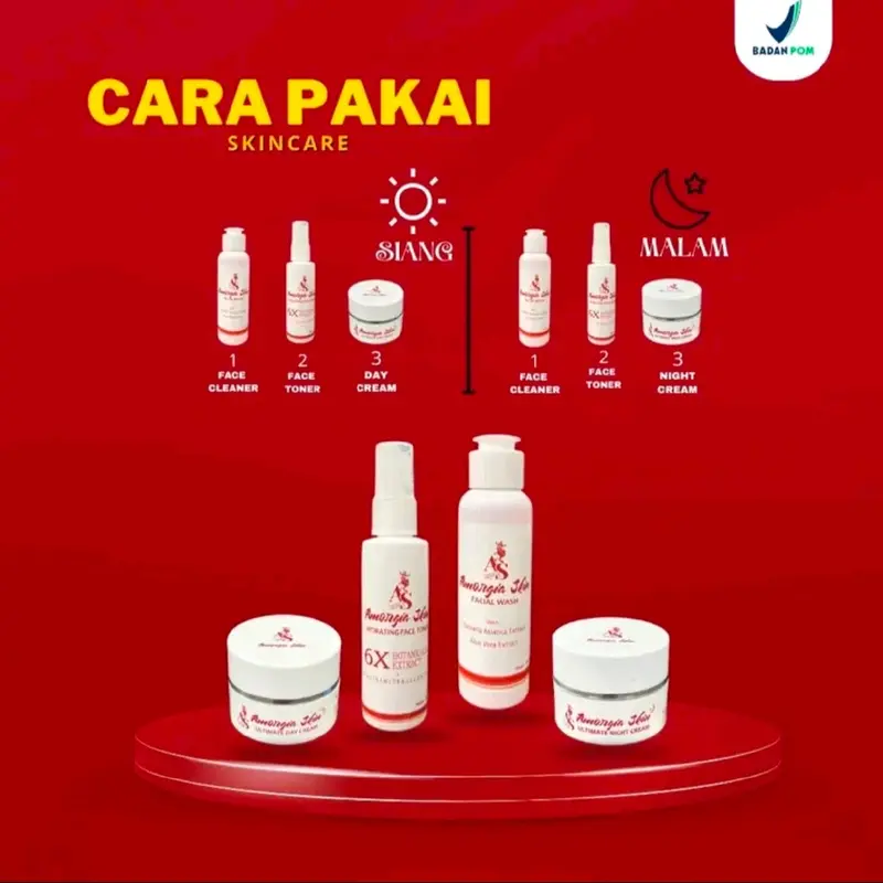 AMORGIA SKIN - 1 PAKET SKINCARE FOR ALL SKIN [ FACIAL WASH, FACE TONER, DAY CREAM, NIGHT CREAM ] 1