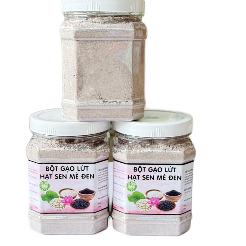  Combo 3 hộp  1,5kg  bột gạo lứt hạt sen mè đen không đường mỗi hộp 500g- Đồ ăn vặt Thuỷ Béo 