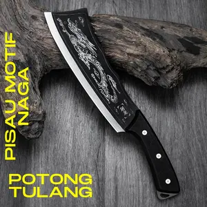 Pisau Naga Pemotong Tulang Motif Naga Dengan Sarung Pisau