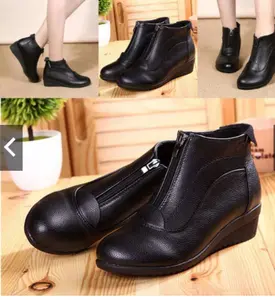 SEPATU BOOTS WANITA CASUAL FORMAL PDL WEDGES 5 CM KULIT SAPI