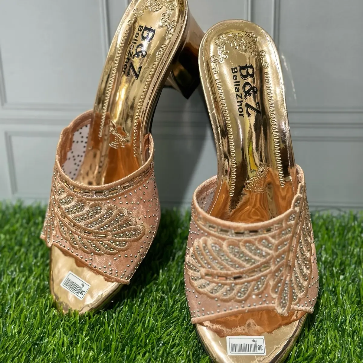 Sendal High Heels Wanita Pesta KP-08Realpick100% Asli, Berkualitas dan Murah, Size 37-42, Hak (5cm)COD Karet Sandal Shoes Kaca