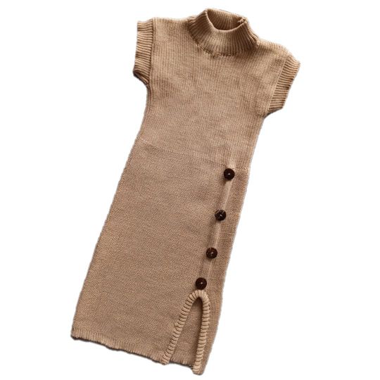 Fashion Korean Style - Baju Atasan Rajut CURLY Dress Anak Perempuan Usia 3-5 Tahun Lengan Pendek Bahan Rajut Melar - Baju Anak Cewek Lucu