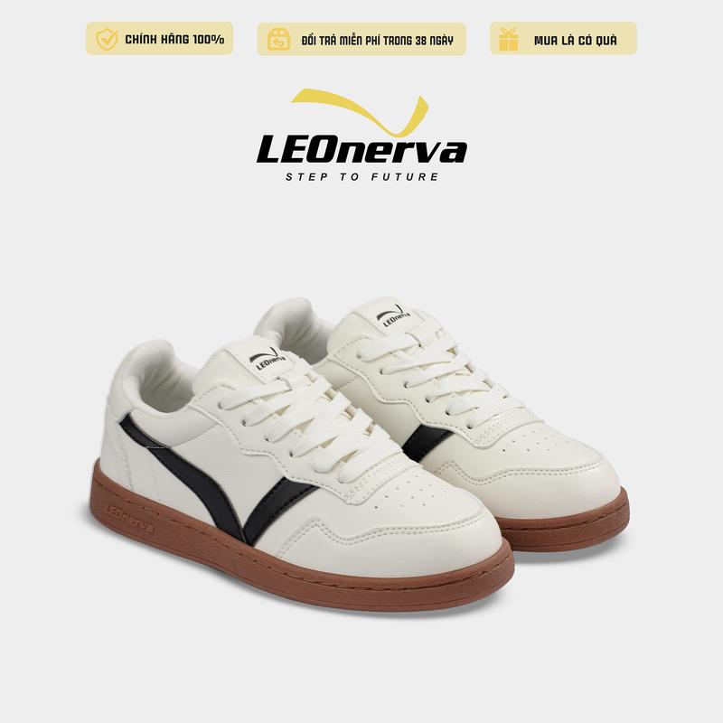 Sneaker Unisex LEOnerva 808 - ĐẾ NÂU VẠCH ĐEN " BẢN NÂNG CẤP " - Đi ĐÚNG SIZE basic năng động VS1 Shoes Đế Bằng