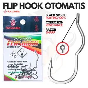 Fukushima Flip Hook Otomatis Ukuran 1-10 Plating Black Nickel 100% Tahan Karat Tajam Seperti Pisau