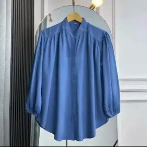 amena blouse kemeja atasa wanita bahan rayon twill full kancing depan