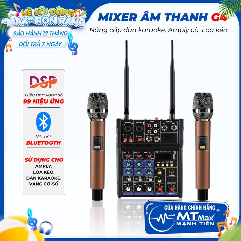   MTMax  Mixer Karaoke Kèm 2 Mic | MTMax G4 2 Mic | USB Bluetooth 5.0 | Chuyên Dùng Livestream Karaoke Gia Đình | Dùng Thử 7 Ngày - Bảo Hành 12 Tháng 