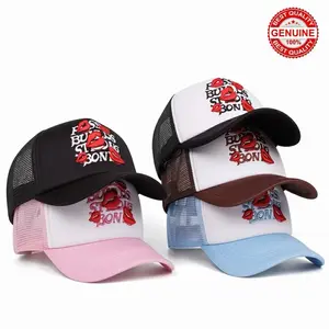 Topi Jaring Trucker Hat Cap Kalcer Biru Pink Red Lips Cowok Cewek - Topi Baseball Fashion Topi Snapbck - Topi Viral Y2k Skena Outfit Anak STM SMA SMP Unisex Topi Jaring Murah Pria Wanita Kalcer Dewasa Tata