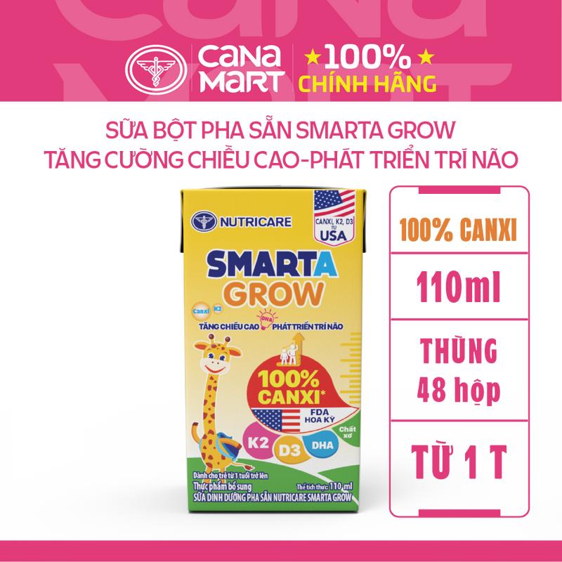 Thùng sữa pha sẵn Nutricare Smarta Grow dinh dưỡng cho bé thấp còi 110ml Phát Triển Chiều Cao, Trí Não