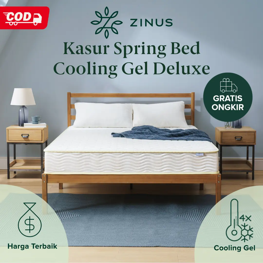 [COD] Kasur Spring Bed Zinus Cooling Gel Deluxe Mattress Gratis Ongkir Tempat Tidur In a Box