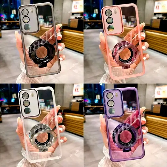 Case Vivo V40 LITE LUXURY RING Standing Tpu Candy Plating Silicok Clear Miror Case