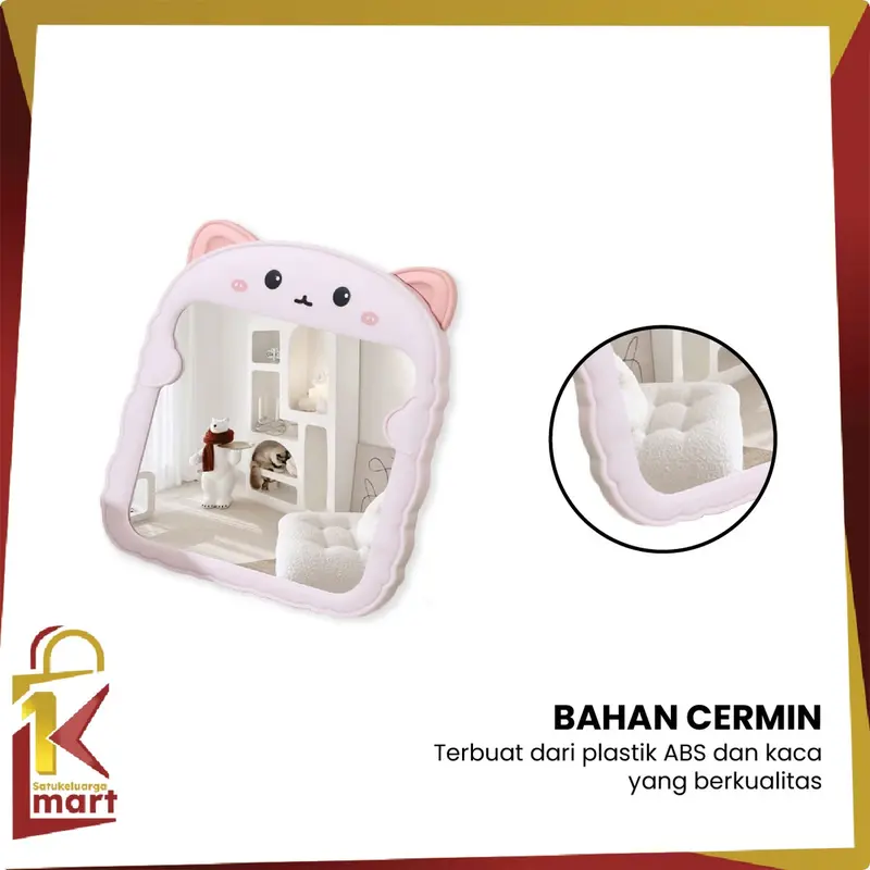 [COD] SM K153 Cermin Meja Rias Bentuk Kucing Lucu Kaca Duduk Aesthetic Portable Serbaguna 6