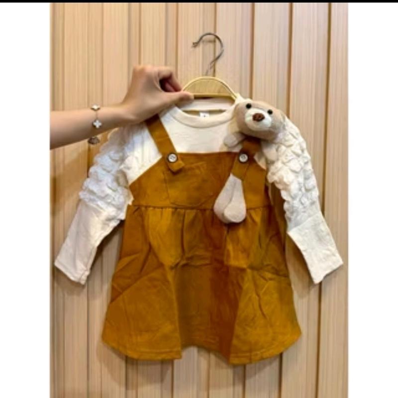 04-DRES  ANAK CEWEK LENGAN JAGUNG USIA 6bln-3THN Gaun Perempuan Katun Bayi 4