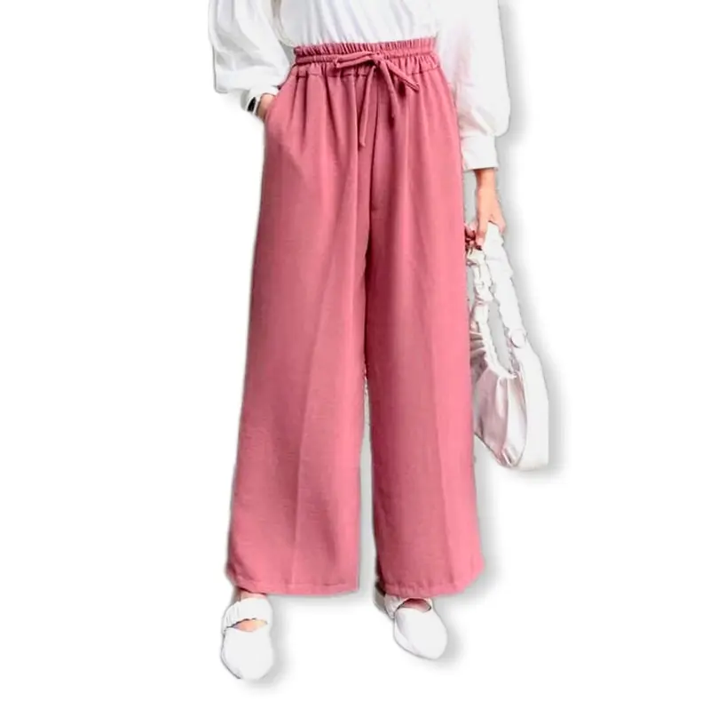 celana kulot wanita cringkle airflow terbaru-celana kulot cringkle panjang size M L XL Crinkle Serut Karet Nyaman 7