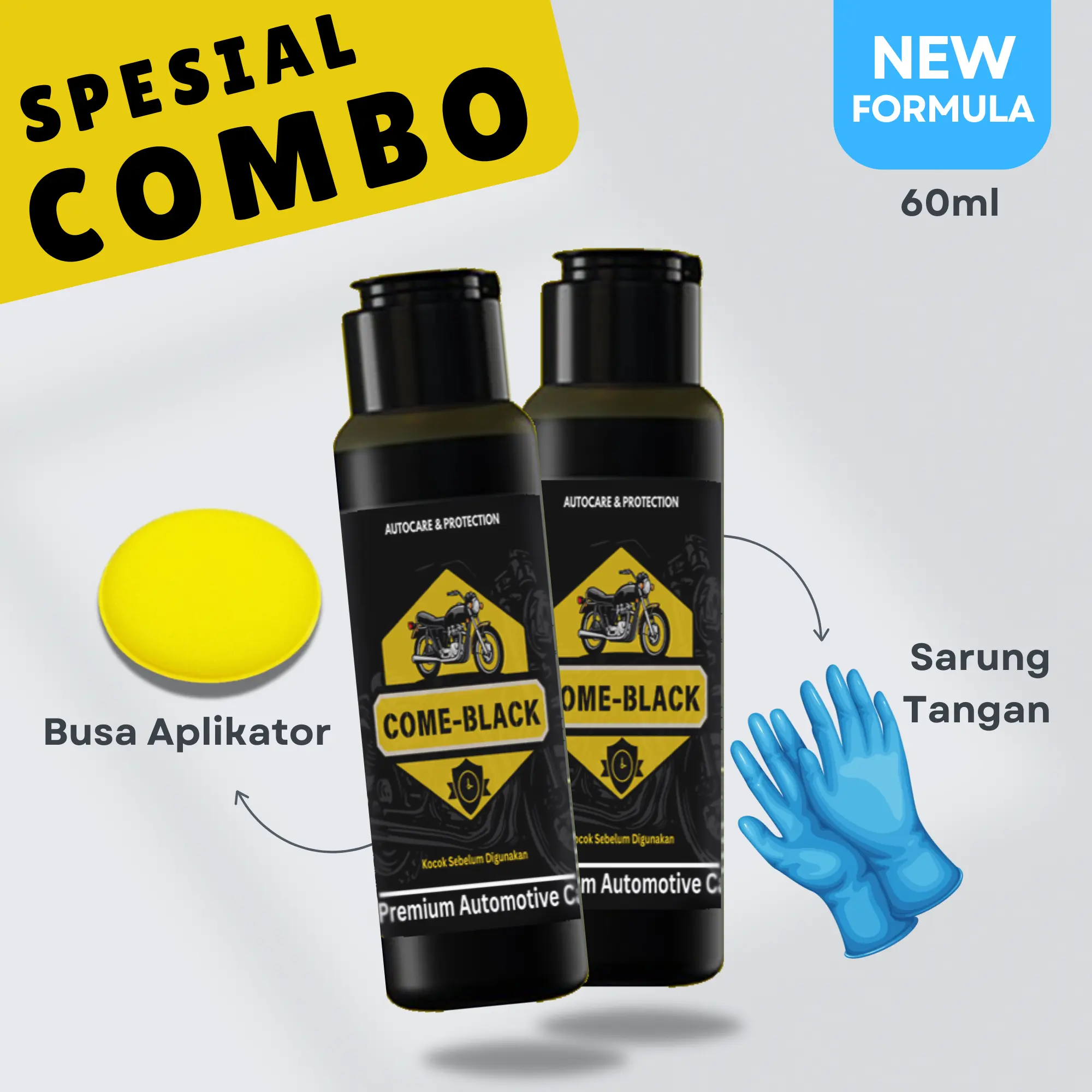 Paket Combo Penghitam Body Motor dan Mobil - Come Black 60 ml