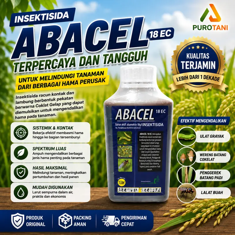Insektisida Abacel 18EC Obat Hama Serangga Abamectin 18 EC ABACEL 18 EC kemasan100 ml dan 250 ml