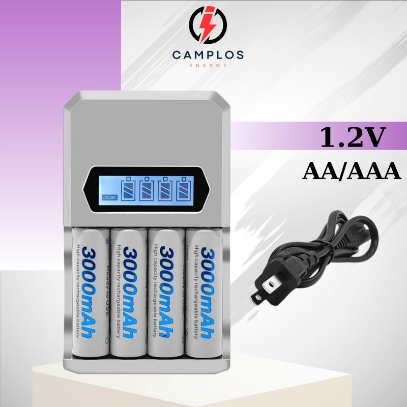 Bộ sạc 4 pin 1.2V AA/AAA 800mA bộ sạc pin tiểu số 5 số 7 và 4 pin AA 1,2V 750mAh màn hình hiển thị dung lượng MS-A412CD