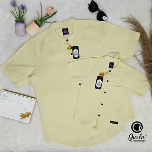 Qurlu - Kemeja Koko Dewasa/Anak warna BUTTER YELLOW (baju couple ayah dan anak laki-laki) Baju Koko Pria