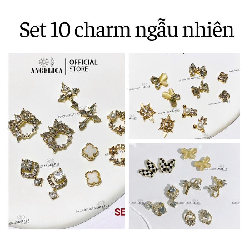 DEAL Set 10 Charm Nail Kim Loại Mix Đá Ngẫu Nhiên Ánh Vàng, Ánh Bạc  SMC Nữ Làm Nail Sơn Gel