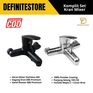 Kran Mixer Panas Dingin Kran Bathub Shower Kran Air Keran Mixer Keran Air Full Stainless SUS 304 Hitam Anti Karat Komplit Shower Kamar Mandi set