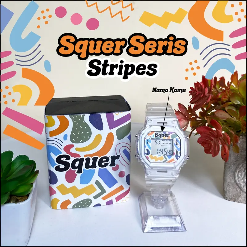 jam tangan digital custom nama squer seris 3