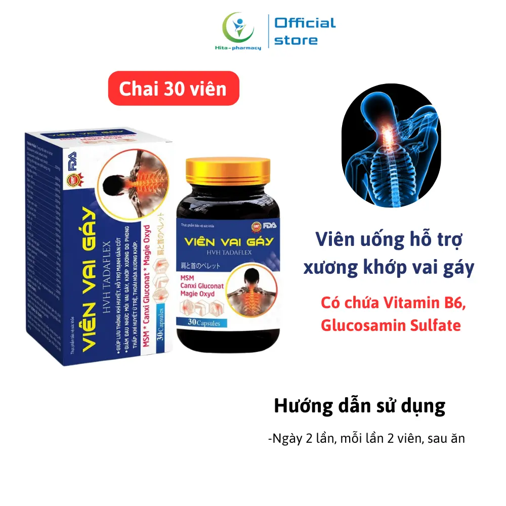 Viên Vai Gáy (chai) thảo dược giúp giảm đau nhức mỏi vai gáy, xương khớp, tê bì chân tay - 30 viên