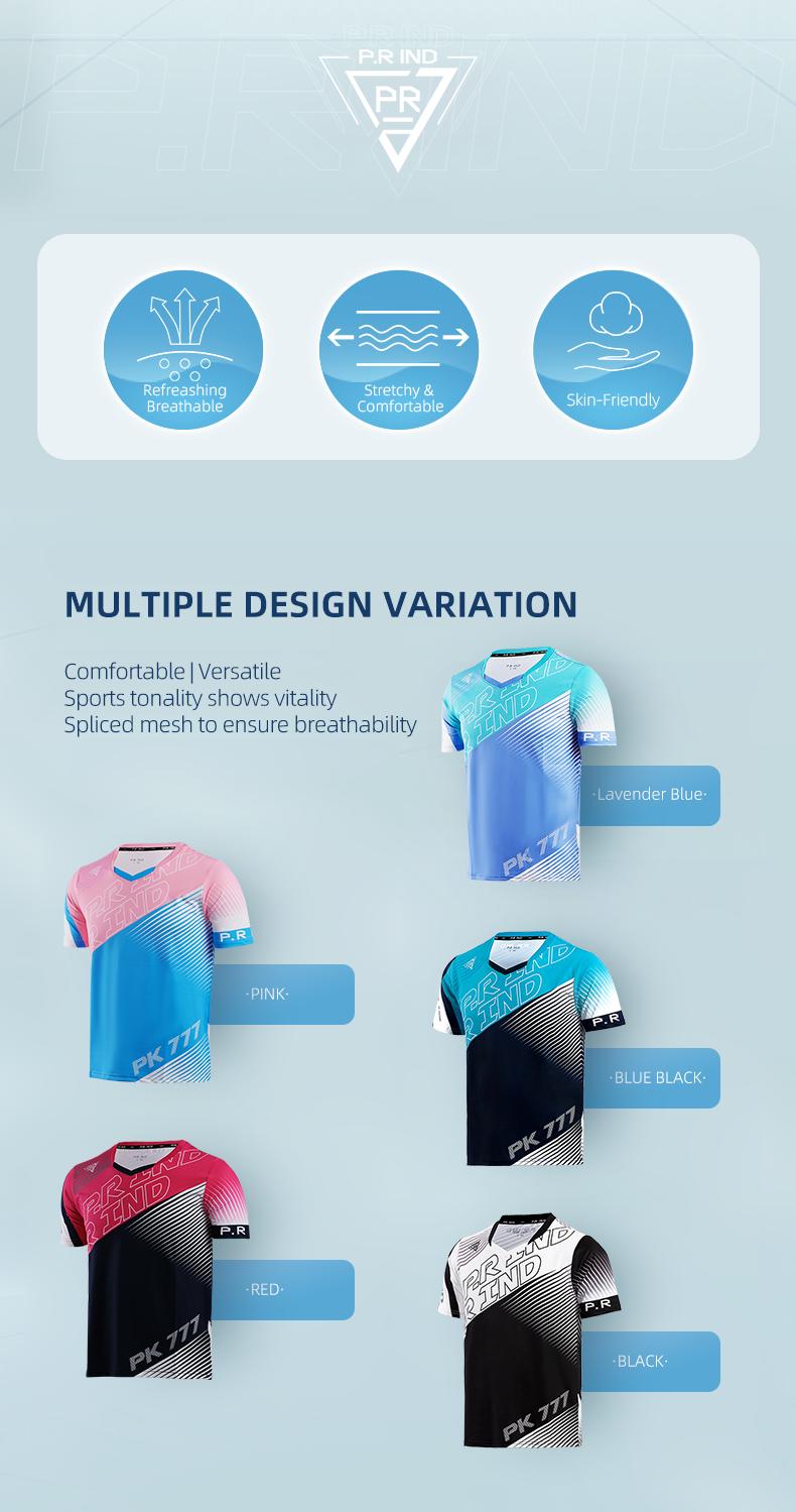 Product Introduction of 【DRY-FIT STYLE】Kaos Olahraga Badminton Gym Breathable Original PK777 - P.R IND Sports Jersey Training Shirt (Purui/PR) - Tiffany Green Black/Pink/Black White - S-3XL 3
