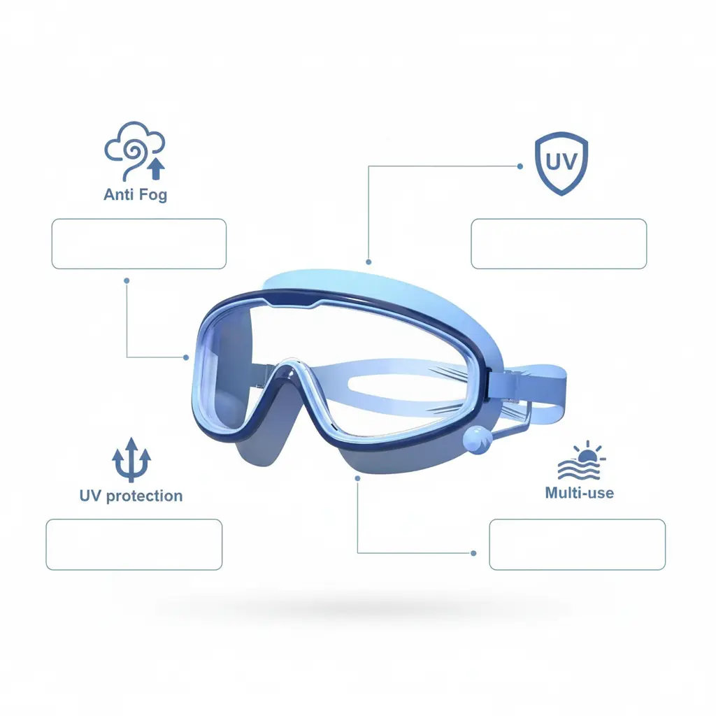 Kacamata Renang Diving Snorkeling Anti Fog dengan Perlindungan UV untuk Menyelam dan Berenang Aman