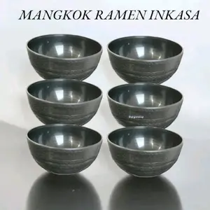 PAKET HEMAT 12 PCS MANGKOK RAMEN INKASA WARNA HITAM Motif Kulit Jeruk Tebal / Mangkok Ramen Mie dll