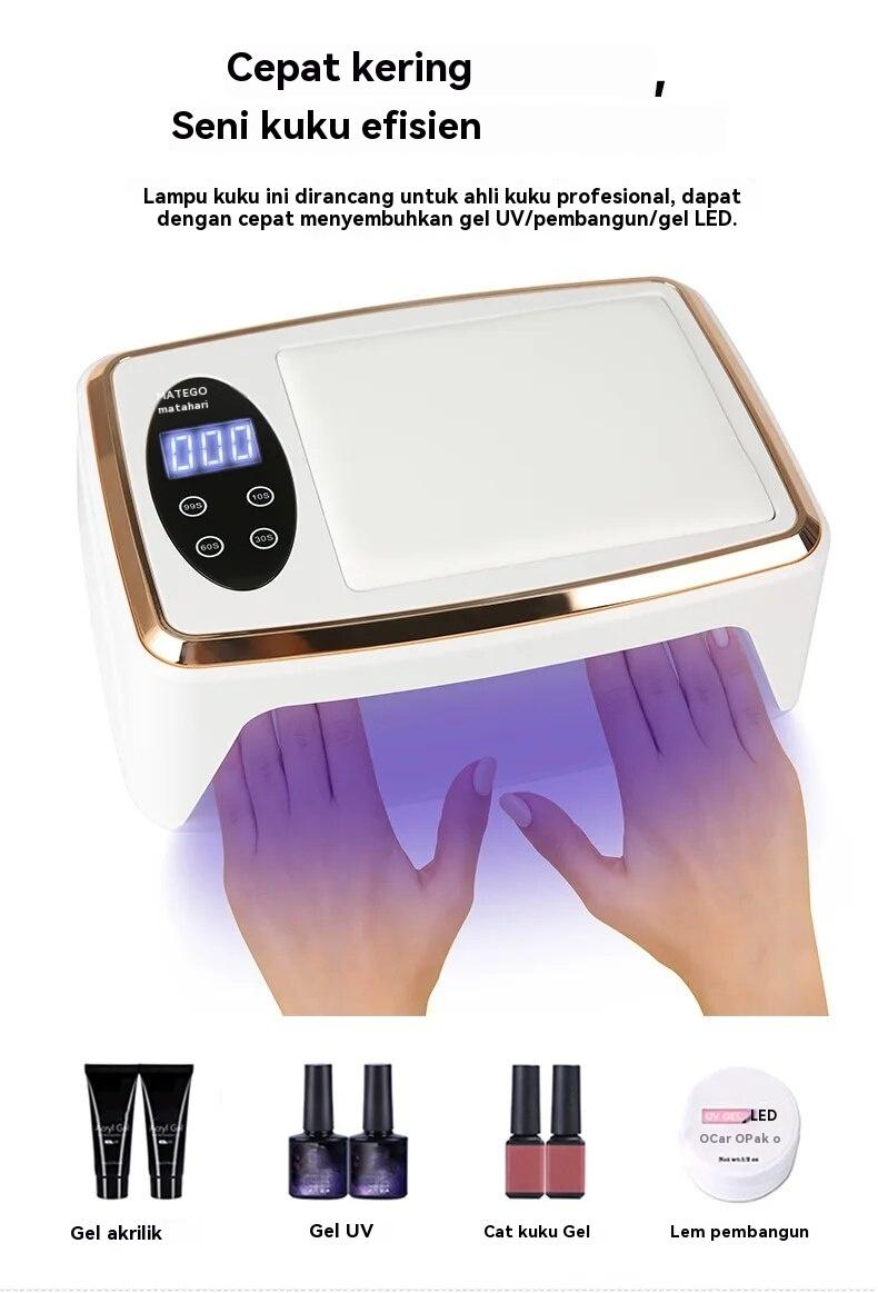 Nail Garden UV LED Nail Lamp 380W 90 LEDs ​dan Bantal Tangan PU Kuku Cepat Kering untuk Salon Rumah Lampu UV Nail Art