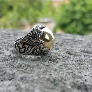 wesi kuning panca datu cincin ring pria cakep elegan dan wibawa dim batu 14 sapai 16