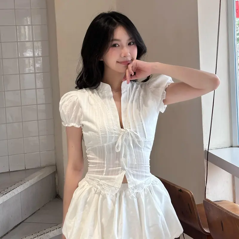 Áo Kiểu Nữ Tay Phồng Xinh Xắn Cổ Tàu Phối Vạt Ren Thắt Dây Nơ Mùa Hè Kimee - KA832 | BigBuy360 - bigbuy360.vn Áo Kiểu Nữ Tay Phồng Xinh Xắn Cổ Tàu Phối Vạt Ren Thắt Dây Nơ Mùa Hè Kimee - KA832 | BigBuy360 - bigbuy360.vn