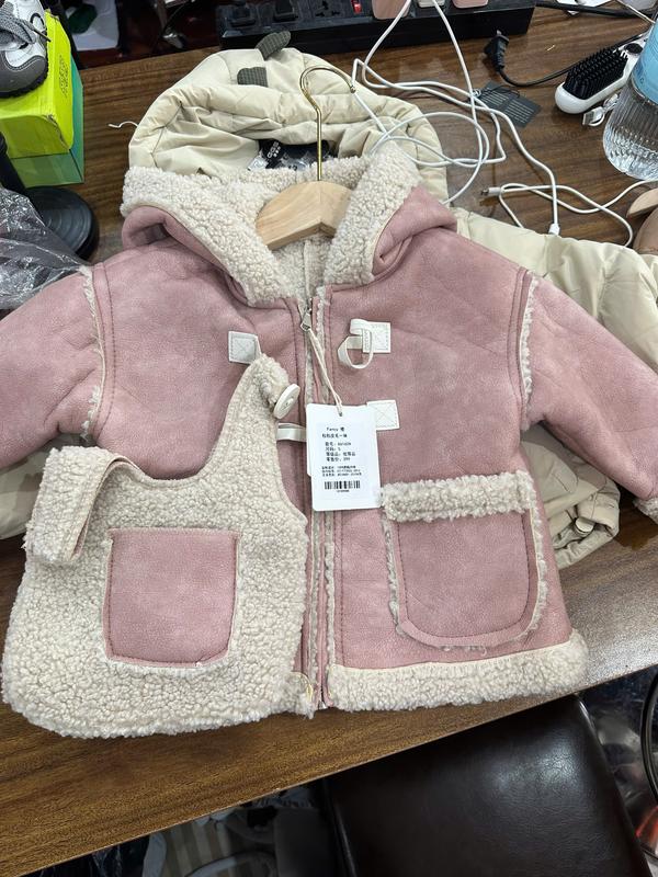 MẸ THÓC áo da loang lót lông cừu có mũ kéo khóa phối cài khuy tặng kèm túi hàng QCCC by KID CLOTHING