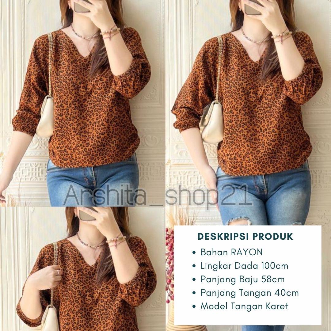 HANA [01] BLOUSE || [B01101] ATASAN WANITA TERLARIS BAHAN RAYON PREMIUM BLOUSE KEKINIAN LEHER V SIMPLE ELEGAN TANGAN 7/8 KARET MOTIF TERBARU