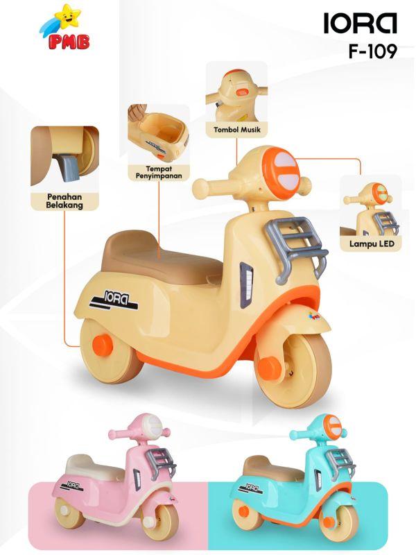 MAINAN ANAK VESPA DORONG PMB IORA F109 MUSIK DAN LAMPU LED