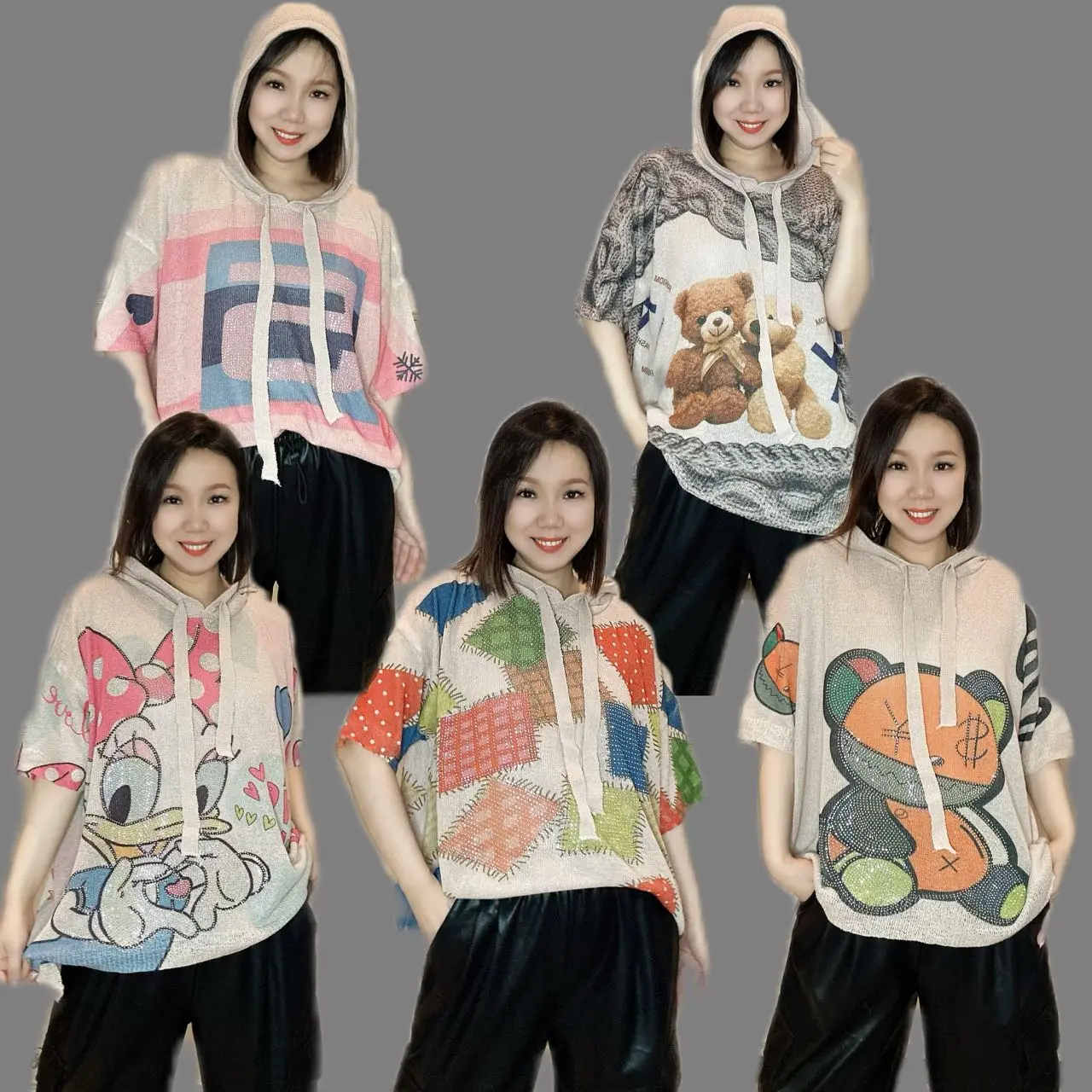 DUCK / SQUARE / COUPLE BEAR / NO. 5 / $ BEAR HOODIE BLING KNIT BLOUSE WOMEN APPAREL CLOTHING NEW LATEST ARRIVAL HOT SALES