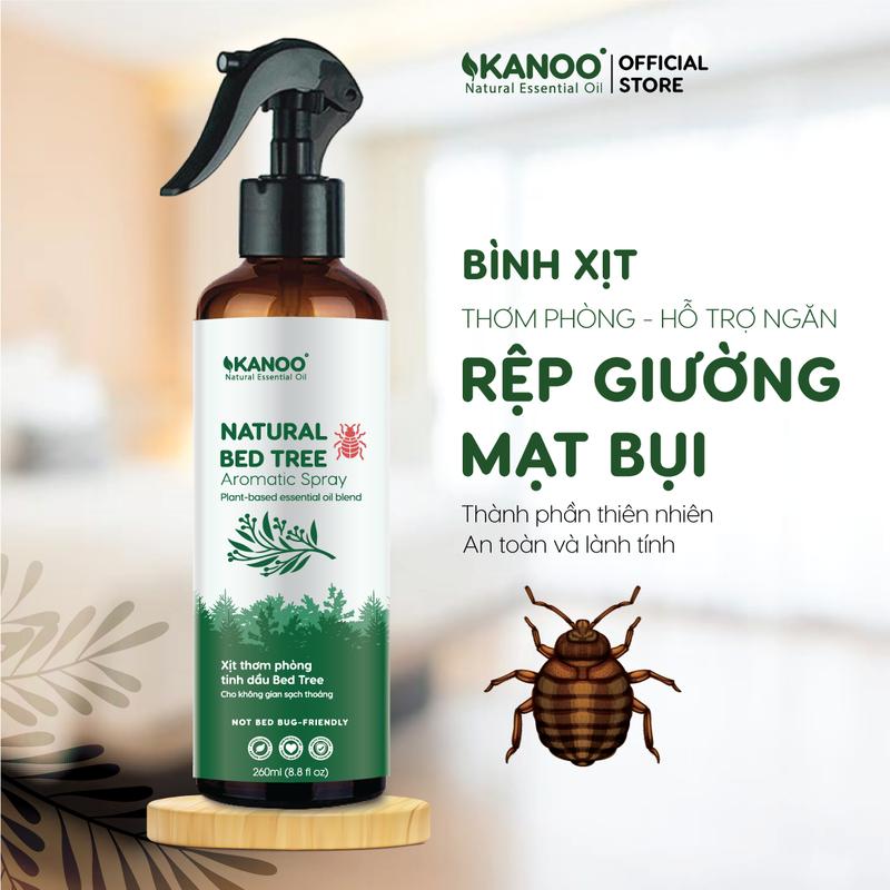 Bình xịt thơm phòng hỗ trợ ngăn ngừa mạt bụi, rệp giường, ve bọ KANOO Bed Tree. Bình xịt thơm phòng, khử mùi, thư giãn, hỗ trợ xua đuổi côn trùng