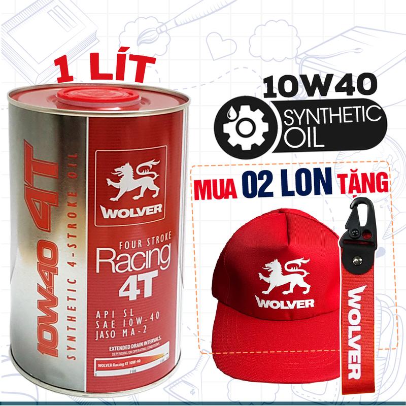 Nhớt Wolver Racing 10W40, Nhớt Tổng Hợp, Nhập Khẩu Châu Âu, Dầu Nhớt Xe Máy, Xe Ga, Xe Số